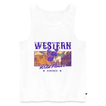 Western Wildflower – Retro Country Aesthetic - Men's Premium Organic Tank Top - white - Front - Michal (187cm)