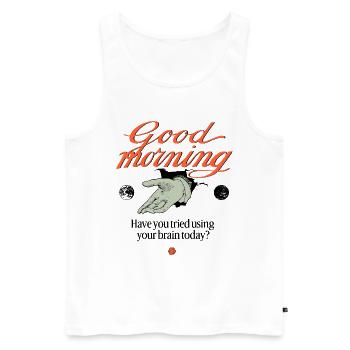 Good Morning – Vintage Gentleman Hand - Männer Premium Bio Tank Top - Weiß - Vorne - Michal (187cm)