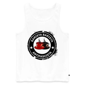 Barista Antifascista – Café avec attitude - Débardeur bio Premium Homme - blanc - Devant - AI Model Male 178 light (178cm)
