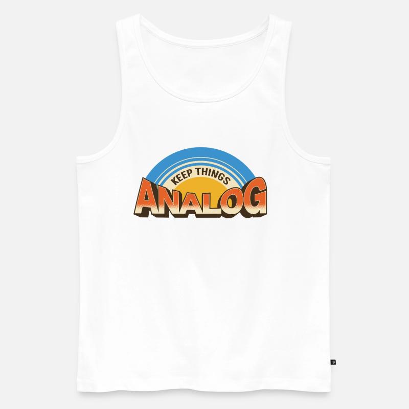 Keep Things Analog – Retro Tech Statement - Men's Premium Organic Tank Top - white