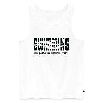 Schwimmen ist meine Leidenschaft - Männer Premium Bio Tank Top - Weiß - Vorne - Michal (187cm)