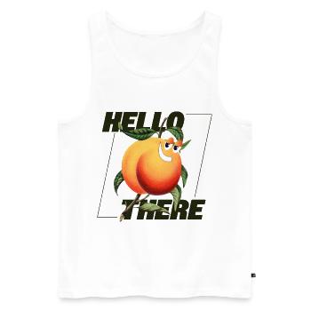 Peach Retro – Déclaration Hello There - Débardeur bio Premium Homme - blanc - Devant - AI Model Male 178 light (178cm)