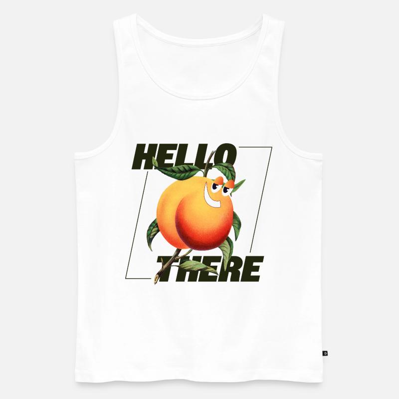 Peach Retro – Hello There Statement - Männer Premium Bio Tank Top - Weiß