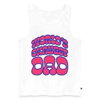 Okayest Dad Retro Bubble Shirt - Men's Premium Organic Tank Top - white - Front - AI Model Male 178 light (178cm)