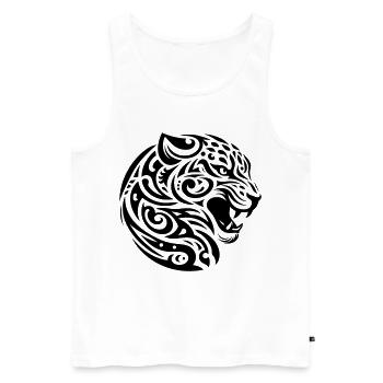 Léopard tribal - Débardeur bio Premium Homme - blanc - Devant - Michal (187cm)