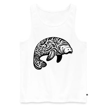 Lamantin tribal - Débardeur bio Premium Homme - blanc - Devant - Michal (187cm)