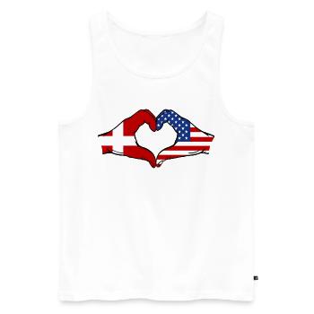 Dänemark USA Flagge Haende Herzform - Männer Premium Bio Tank Top - Weiß - Vorne - Michal (187cm)