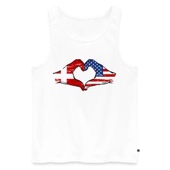 Dänemark USA Flagge Haende Herzform used - Männer Premium Bio Tank Top - Weiß - Vorne - Michal (187cm)