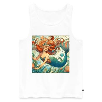 Mermaid Mermaid Red Hair Art Nouveau Gift - Men's Premium Organic Tank Top - white - Front - Michal (187cm)