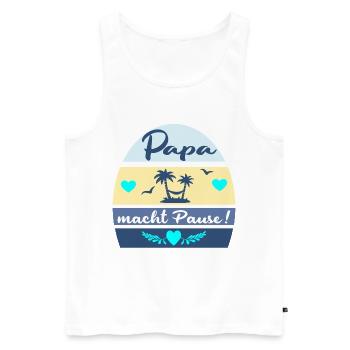 ABSCHIED PAUSE VATERTAG PAPA - Männer Premium Bio Tank Top - Weiß - Vorne - Michal (187cm)