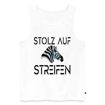 ZEBRA - STOLZ AUF STREIFEN - Männer Premium Bio Tank Top - Weiß - Vorne - AI Model Male 178 light (178cm)