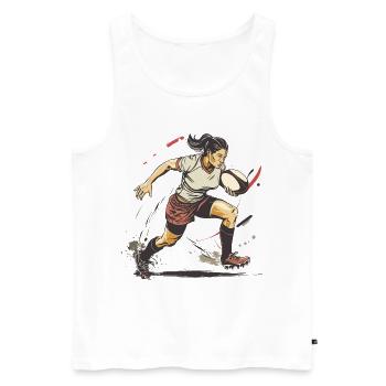 Joueuse de rugby - Débardeur bio Premium Homme - blanc - Devant - Michal (187cm)
