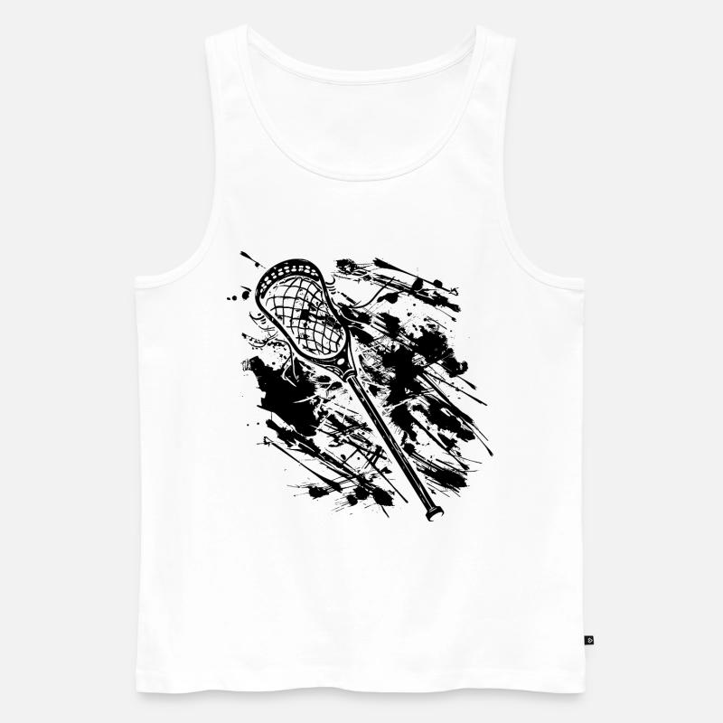 Lacrosse Schläger - Männer Premium Bio Tank Top - Weiß