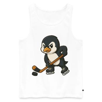 Cooler Pinguin Eishockey Spieler Eishockey - Männer Premium Bio Tank Top - Weiß - Vorne - Michal (187cm)