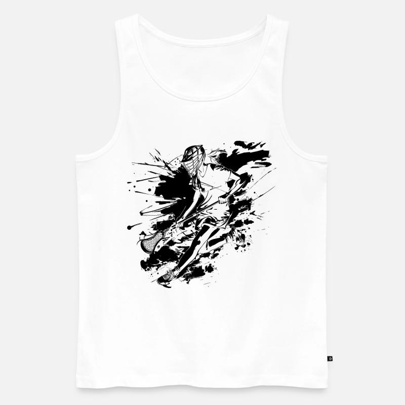 Lacrosse player graffiti - Men's Premium Organic Tank Top - white