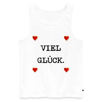 HERZ GLÜCKWÜNSCHE VIEL GLÜCK - Männer Premium Bio Tank Top - Weiß - Vorne - Michal (187cm)