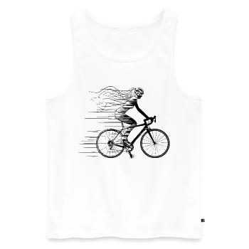 Radfahrerin Line Art - Männer Premium Bio Tank Top - Weiß - Vorne - AI Model Male 178 light (178cm)