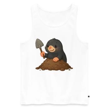 Cute mole with shovel - Men's Premium Organic Tank Top - white - Front - AI Model Male 178 light (178cm)