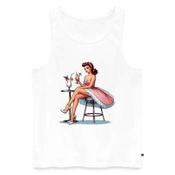 Frau Rockabilly Pina Colada Geschenk - Männer Premium Bio Tank Top - Weiß - Vorne - AI Model Male 178 light (178cm)