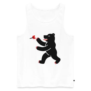 Bär beim Dart - Männer Premium Bio Tank Top - Weiß - Vorne - Michal (187cm)