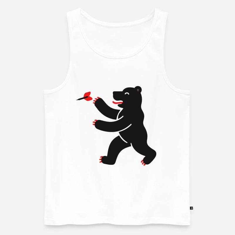 Bär beim Dart - Männer Premium Bio Tank Top - Weiß