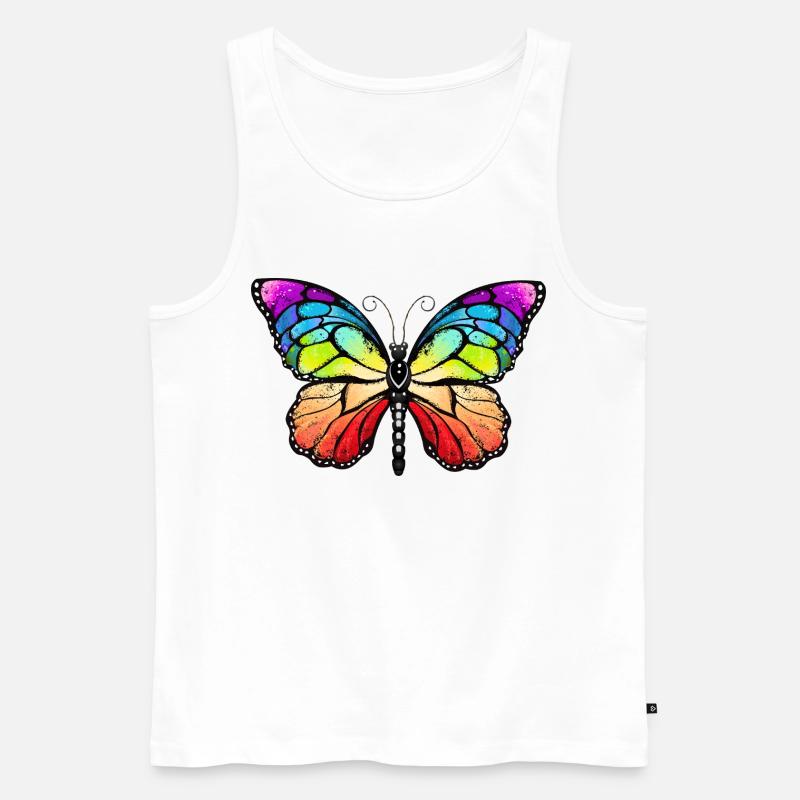 Rainbow pride butterfly - Männer Premium Bio Tank Top - Weiß