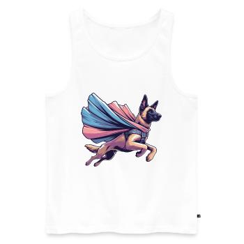 Super Dog Belgian Shepherd Cape Gift - Men's Premium Organic Tank Top - white - Front - Michal (187cm)