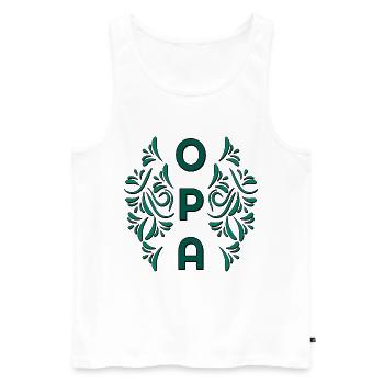 SCHRIFTZUG OPA - GARTEN RENTNER - Männer Premium Bio Tank Top - Weiß - Vorne - Michal (187cm)
