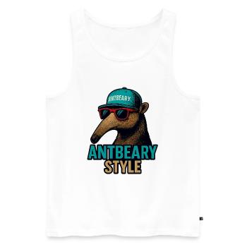 Antbeary Style Aardvark Cartoon - Men's Premium Organic Tank Top - white - Front - AI Model Male 178 light (178cm)
