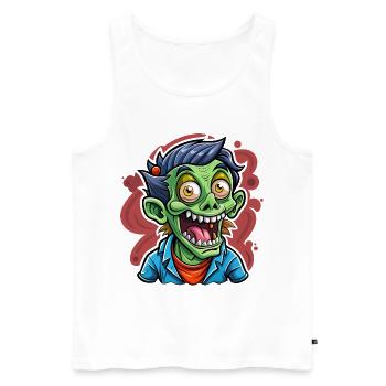 Funny Zombie Cartoon - Men's Premium Organic Tank Top - white - Front - AI Model Male 178 light (178cm)