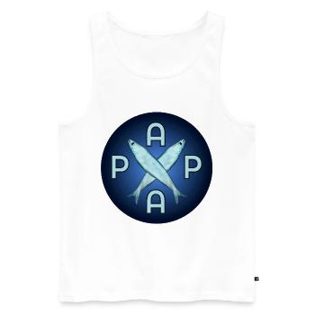VATERTAG PAPA ANGLER FISCHE - Männer Premium Bio Tank Top - Weiß - Vorne - Michal (187cm)