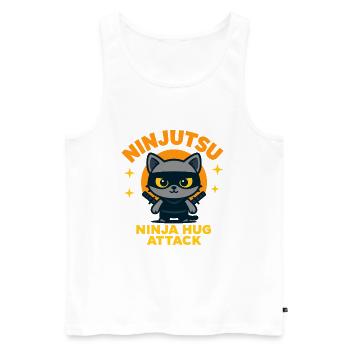 Ninja Cat Attack - Men's Premium Organic Tank Top - white - Front - AI Model Male 178 light (178cm)