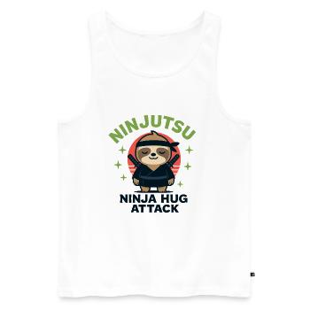 Câlin Ninja Câlin Paresseux Attaque - Débardeur bio Premium Homme - blanc - Devant - AI Model Male 178 light (178cm)