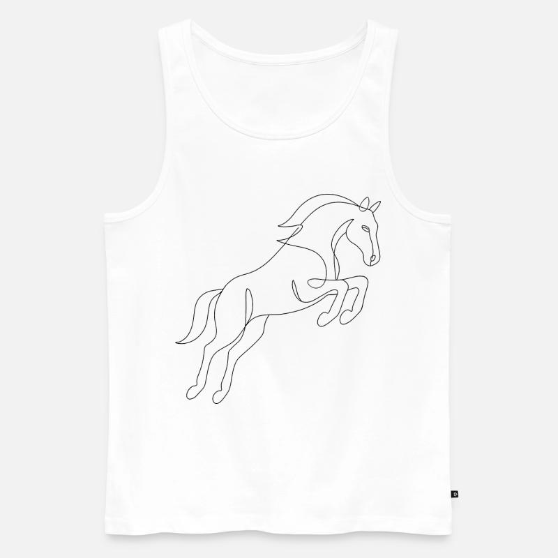 One Line Drawing - Pferd - Männer Premium Bio Tank Top - Weiß