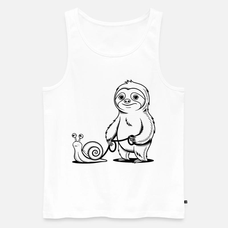 Faultier und Schnecke - Gassi gehen - Männer Premium Bio Tank Top - Weiß