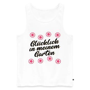 GÄRTNERIN GLÜCKLICH IM GARTEN - Männer Premium Bio Tank Top - Weiß - Vorne - AI Model Male 178 light (178cm)