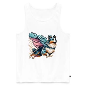 Super Dog Australian Shepherd Sheppie Gift - Men's Premium Organic Tank Top - white - Front - Michal (187cm)