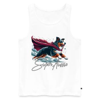 Super Dog Australian Shepherd Sheppie Gift - Men's Premium Organic Tank Top - white - Front - Michal (187cm)