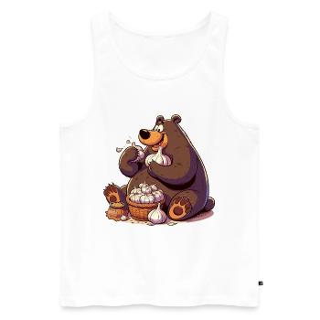 Knoblauch Bär lecker Knofi Geschenk - Männer Premium Bio Tank Top - Weiß - Vorne - Michal (187cm)