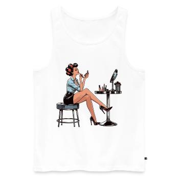 Frau Rockabilly Schminke schminken Retro Geschenk - Männer Premium Bio Tank Top - Weiß - Vorne - AI Model Male 178 light (178cm)