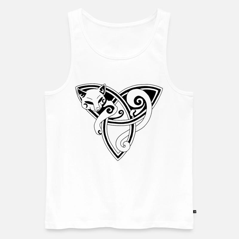 Die keltische Katze ruht (schwarz) - Männer Premium Bio Tank Top - Weiß