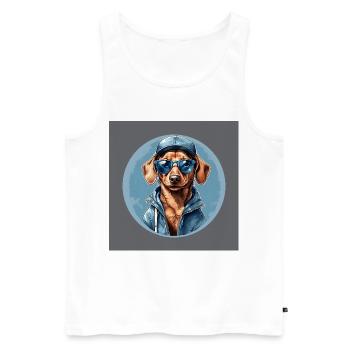Dachshund Dachshund with Sunglasses and Hoodie - Men's Premium Organic Tank Top - white - Front - AI Model Male 178 light (178cm)