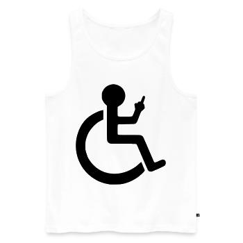 Utilisateur d’un fauteuil roulant avec une opinion claire # - Débardeur bio Premium Homme - blanc - Devant - Michal (187cm)