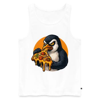 Entschlossener Pinguin Pizza Italienisches Essen - Männer Premium Bio Tank Top - Weiß - Vorne - Michal (187cm)