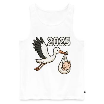 Cigogne avec enfant trouvé dans son bec 2025 - Débardeur bio Premium Homme - blanc - Devant - Michal (187cm)