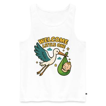 Stork Baby Arrival – "Welcome Little One" - Men's Premium Organic Tank Top - white - Front - AI Model Male 178 light (178cm)