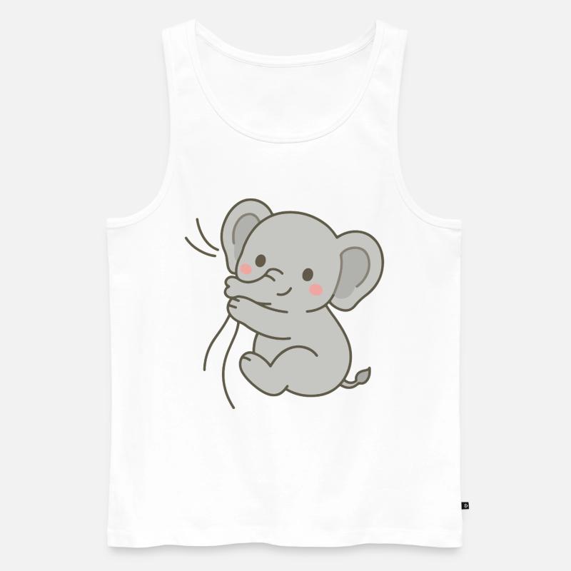 Eingekuscheltes Elefantenkalb - Männer Premium Bio Tank Top - Weiß