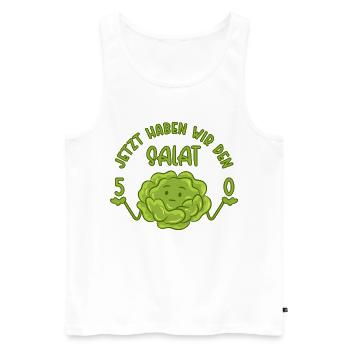 50. Geburtstag - 50 Jetzt haben wir den Salat - Männer Premium Bio Tank Top - Weiß - Vorne - Michal (187cm)