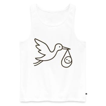 Cigogne avec bébé enfant - Arrivée minimale de bébé - Débardeur bio Premium Homme - blanc - Devant - Michal (187cm)