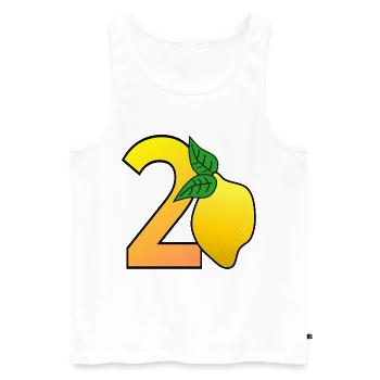 Zahl Zwanzig - Zitrone - 20 - Männer Premium Bio Tank Top - Weiß - Vorne - AI Model Male 178 light (178cm)